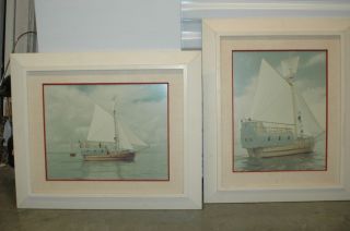 Vintage Pair of Duchess Sailboat Picture in Full Sail Framed and 