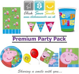 Peppa Pig Party Pack for 8 Guests includes Tablewear & Decorations