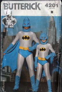 UNCUT 1989 BUTTERICK Pattern   BATMAN COSTUME   BOYS Sizes 7 14 