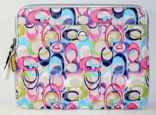 NWT Coach Multicolored Poppy IKat Universal Sleeve Bag 61963 pink Blue 