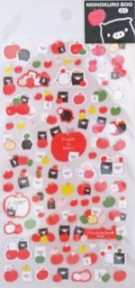 San X Monokuro Boo Apple & Pear Sticker Sheet (SE93701)~KAWA​II