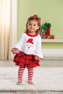 Mud Pie Christmas Holiday Santa Tab Skirt Set 0 6M, 9 12M, 12 18M, 2 
