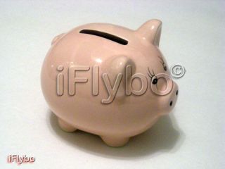 Mini Ceramic PIGGY BANK large slot Coin or Bills in PINK   New