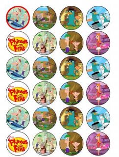24 Phineas and Ferb Cup cake fairy cake topper