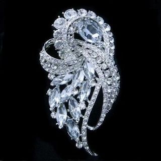 Bridal Flower Brooch Pendant Pin Rhinestone Crystal