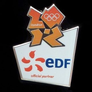 London Olympics 2012 Pin Badge   EDF   Orange Olympic Logon on 