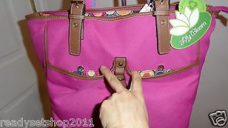 AUTH LILY BLOOM PINK HANDBAG LARGE TOTE DOUBLE HANDLE ZIPPER TOP