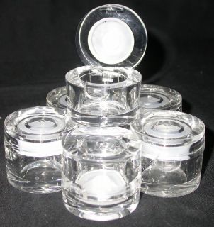 Plastic Jars w/ Lids   Acrylic powder, liquid, nail art, swarovski 