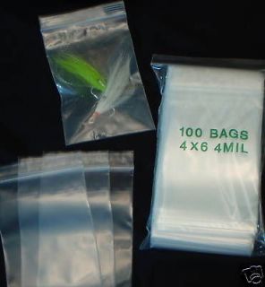 100 4x6 ZIP LOCK PLASTIC LURE RIG BAGS 4 MIL THICK