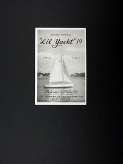 Thurman Marine Lil Yacht 19 plywood sailboat boat 1947 print Ad 