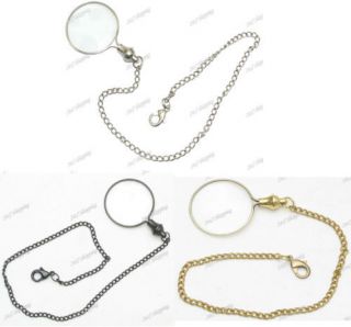 Victorian Pocket Chain Lens Monocle MAGNIFYING Glass 5X