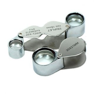   jeweler Loupes 10x 20x & 30x21mm Magnifying Glass with storage cases