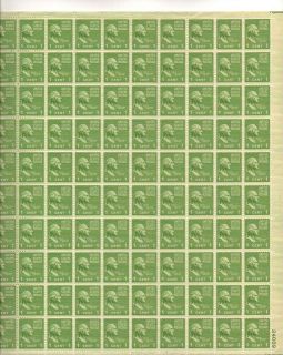 George Washington Sheet of 100 x 1 Cent US Postage Stamps NEW Scot 804