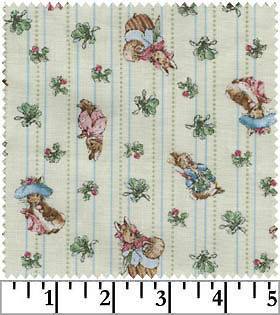 Quilting Treasures Fabric GARDEN TALES Peter Rabbit Green Stripe 