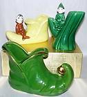   1950s Christmas Elf Pixie SHAWNEE Green Planters / Candy Holders