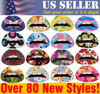 FLOWER POWER   TEMPORARY LIP TATTOO   US SELLER. Psychedelic, Flowers 