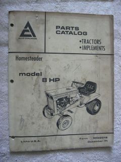 AC ALLIS CHALMERS HOMESTEADER 8 HP LAWN TRACTOR MOWER PARTS CATALOG 