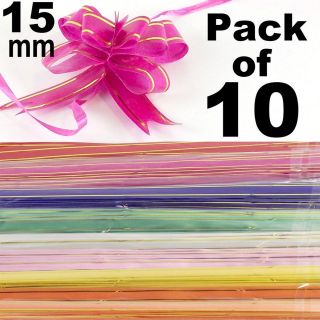   TEN Gold Striped Mini Butterfly Flower Pull Bow Ribbons 1 FREE OFFER