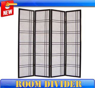   Folding Panel Room Divider Oriental Furniture Tall Woven Screen Black