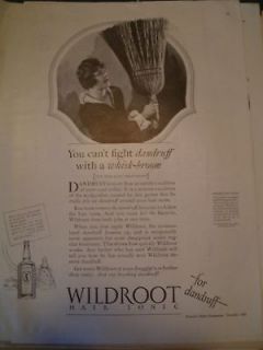 1926 WILDROOT HAIR TONIC and stop brushing dandruff ad
