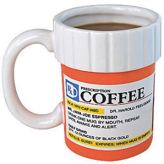 NEW Prescription Bottle Shaped 12oz Ceramic Coffee Mug