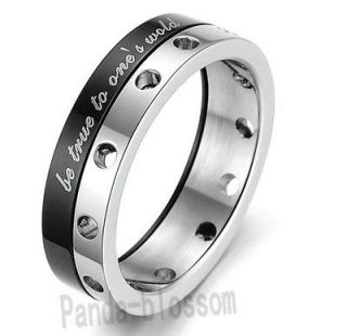 Titanium Steel Black Vintage Promise Ring Love Couple Wedding Bands 