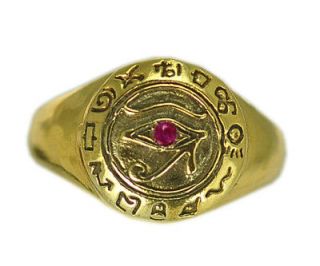 Ruby 24kt Gold vermeil Egyptian Eye of Horus Ring Egypt