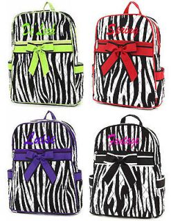   4Design Zebra Print Large Travel School Backpack Free Embroidered