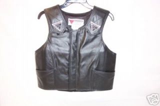 Phoenix Black Leather Adult rodeo vest bullriding Choice of Sizes PBR 