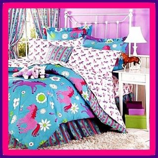 Girl PONY HORSE Full/Double Size 11pc Comforter Sheet Set Bed in a Bag 