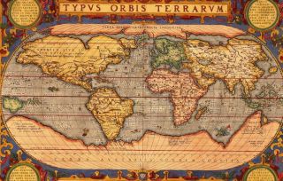 VINTAGE LOOK 1601 OLD WORLD MAP ORTELIUS PHOTO PERFECT WALL TRAVEL ART 