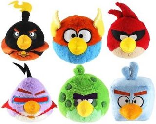   BIRDS SPACE PLUSH SET OF 6 LICENSED 5 NWT Red, Blue Ice, Bomb, Purple