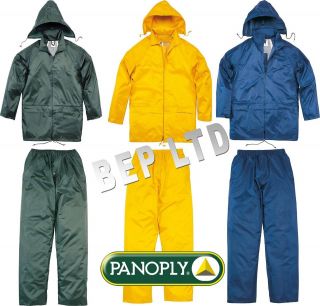 Panoply PVC Work Wear Rain Suit Jacket Trousers Mens Ladies Yellow 