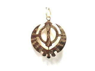 Pure Brass Carved Sikh Khanda Pendant (sizes available)