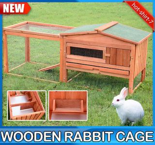   Deluxe Wooden Rabbit House Wood Rabbit Hutch Little Pet Cage 3 Doors