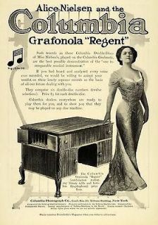 1911 Ad Alice Nielson Columbia Grafonola Regent Record Player Library 