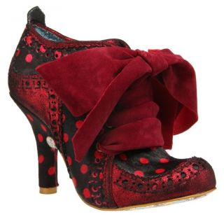 Irregular Choice Abigails Party Black Red Suede New Womens Boots 