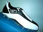 REEBOK Mens White Black Football Cleats Laces Turf Shoes NFL M 2 Low 