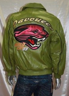 DAVOUCCI LIME GREEN WILD CAT GENUINE LEATHER JACKET
