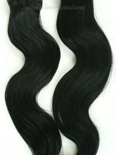   Virgin Indian/Brazilian/Peruvian Remy Human Wavy Extension Hair Col #1