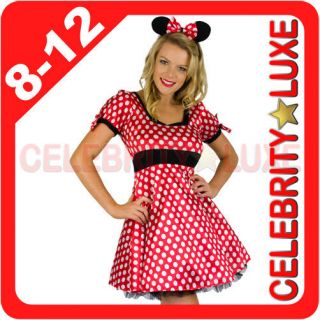   Mickey Mouse Ladies Fancy Dress Up Party Costume Red White Polka Dots