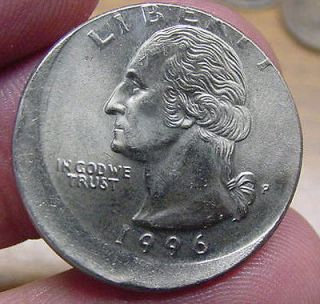 1996 Off Center Wasington Quarter Error Coin Nice Condition 