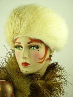   JACK MCCONNELL Womens Fancy Evening Black/White FEATHER HAT w/ Hat Box