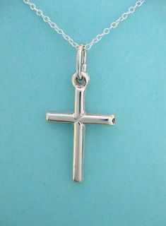 Sterling Silver Childrens Kids Baby Cross Necklace 16 Inch Religious 