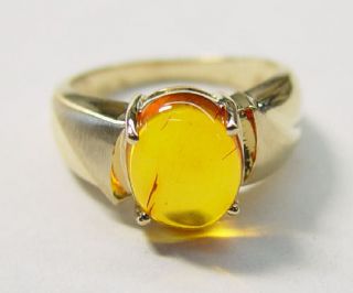 Amber Gemstone Ring in 14kt. Yellow gold 10 x 8mm Oval shaped