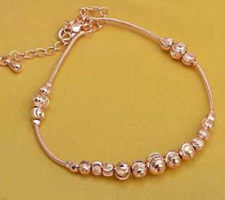 Lovely 9K Rose Gold Filled Beaded Womens Bracelet,B282