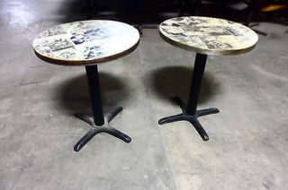 LOT OF 2 HEAVY DUTY COMMERCIAL GRADE COCKTAIL TABLES WITH CAST IRON 