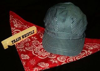 NEW 3Pc TRAIN ENGINEER Conductor Cap & Whistle costume SET Theme Party 