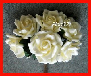 60 x Ivory Foam Roses Wedding Flowers Artificial Stems