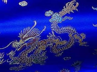 Asian Chinese Dragon Brocade Fabric Royal Blue 3 Yards Dressmaking 